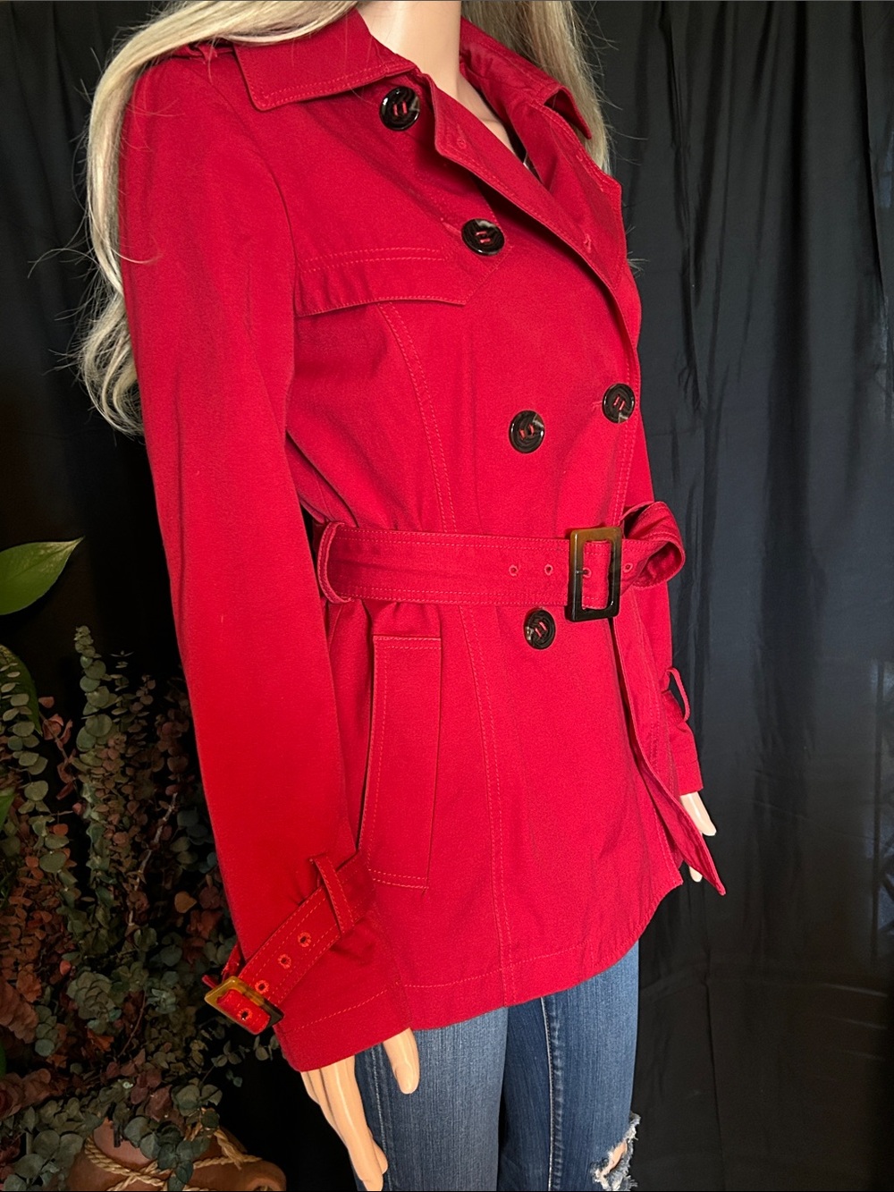 KENNETH COLE REACTION CRANBERRY TRENCH COAT S